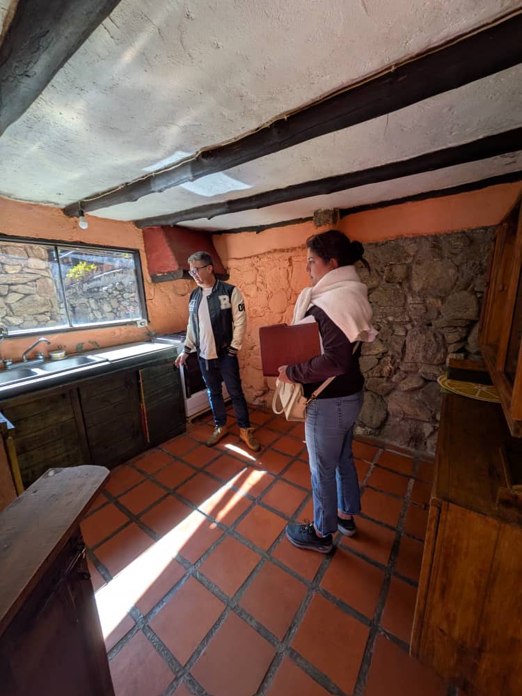 Touring the rustic kitchen
